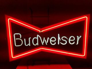 Rare Vintage Budweiser Beer Bow Tie Neon Bar Advertising Sign