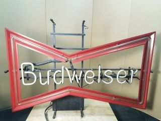 RARE Vintage BUDWEISER Beer Bow Tie Neon Bar Advertising Sign 2