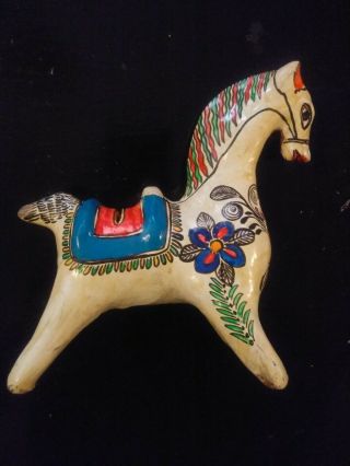 Vintage Mexican Tlaquepaque Pottery Horse Coin Bank Mexico Folk Art