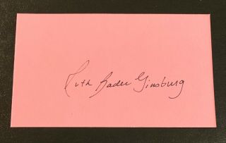 Ruth Bader Ginsburg U.  S.  Supreme Court Justice Signed Autograph 3x5 Index Card