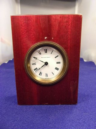 Vtg " Matthew Norman " Shelf Mantel Clock With Mahogany Wood Case,  Runs