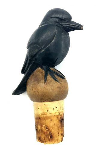 Vintage Anri Raven Full Figure Animal Bottle Stopper