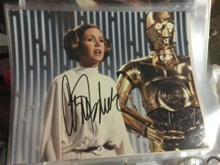 Carrie Fisher (leia) Autographed 8×10 Photo Star Wars Force Awakens Last Jedi 1