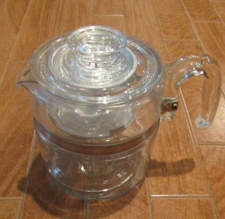 Vintage Pyrex Flameware 6 Cup Percolator Coffee Pot - 7756 (complete)