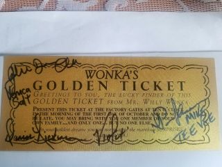Willy Wonka Golden Ticket Autographed By Four,  Chocolate Bar