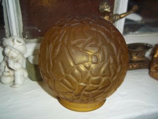 Amber Glass " Brain " Art Deco Globe Lamp Light Shade 3 - 3 - 1/8 " Rim