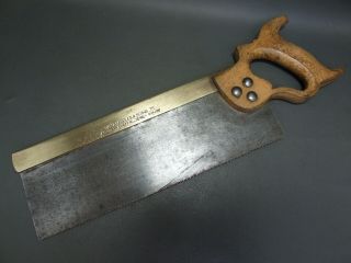Vintage 12 " Brass Backed Tenon Saw Old Tool By W Marples & Sons