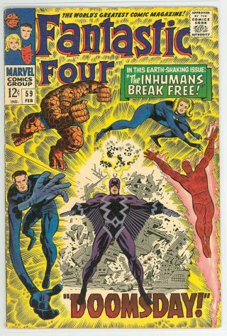 Fantastic Four 59 7.  0 White Pages Pages Glossy Cover Inhumans Appear Rc