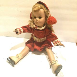 Vintage 14 " 1950s Arranbee (r&b) Hard Plastic Doll,  Blond Hair Ice Skater Dress