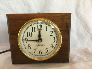 Vintage Mid Century Wedgewood Seth Thomas Wood Case Electric Alarm Clock
