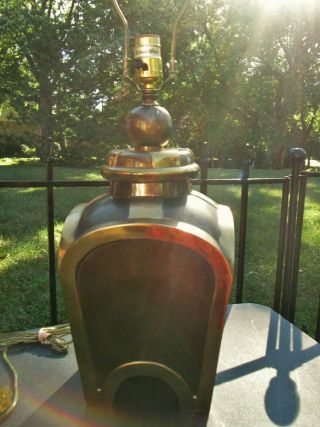 Vintage Ethan Allen Bronze Brass 2 Tone Colored Asian Tea Caddy Ginger Jar Lamp