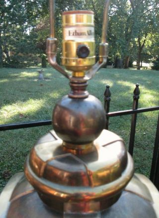 Vintage ETHAN ALLEN Bronze Brass 2 tone colored Asian Tea Caddy Ginger Jar Lamp 2