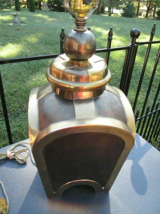 Vintage ETHAN ALLEN Bronze Brass 2 tone colored Asian Tea Caddy Ginger Jar Lamp 3