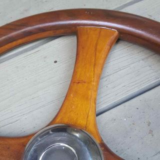 Vintage Speedboat Wood Steering Wheel Chris Craft Style Boat 18 " Decor Decorator