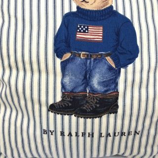 Vtg Polo Ralph Lauren Preppie Bear Striped Case Pillow 18”x18” USA Jean Blue 2