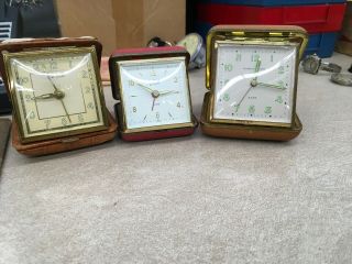 Vintage Folding Travel Alarm Clock Set Of Three Not