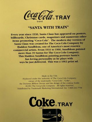 1994 Vintage Christmas Coca - Cola Coke Tray Santa W/ Train Large 17.  5 