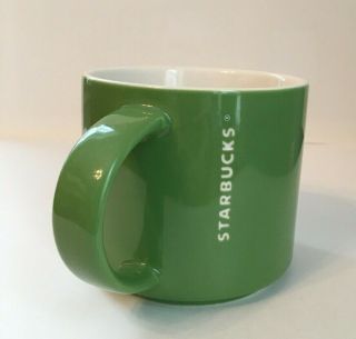 Starbucks 2012 Coffee Tea Mug Cup 14 Oz Stacking Mug Darker Lime Green,  White 3