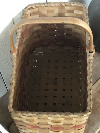 Antique Vintage Old Large Native American Splint Basket with Carved Handle 2