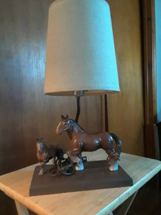 Vtg.  1960s Clydesdale Horse Table Lamp By Ac Gilbert 17 H X 11 " L X 6 " W