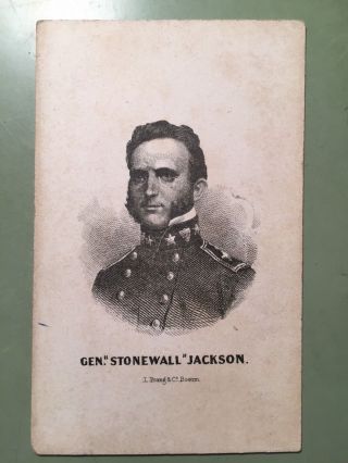 Civil War Era Steel Engraved Cdv General Stonewall Jackson - L Prang & Co Boston