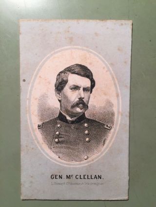 Civil War Era Steel Engraved Cdv General Mccellan - L Prang & Co Boston