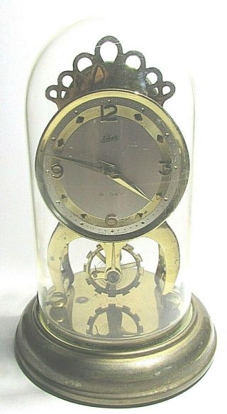 Vintage,  1958,  Schatz 8 Day,  2 Jewel,  Dome Clock.  Germany