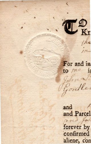 1755,  SCARCE,  2 pence embossed revenue,  Scarborough,  Maine,  Edward Miliken 2