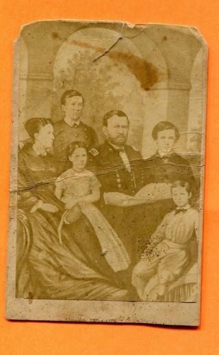 Civil War Cdv General Grant & His Family Rough Trimmed