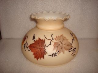 Antique Hand Painted Glass Hurricane Or Oil Lamp Shade 7 " Fitter