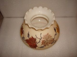 Antique Hand Painted Glass Hurricane or Oil Lamp Shade 7 