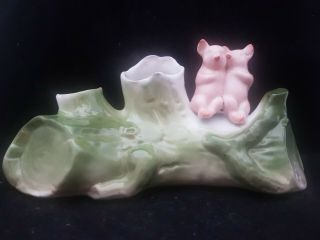Rare Victorian Pig Fairing Two Pigs On A Log German Porcelain Signed H.  S On Base