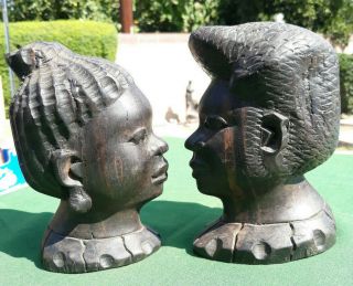 Vintage African Hand Carved Ebony Wood Sculpture Man and Woman 2