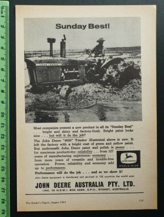 1964 Vintage Ad John Deere 4020 Tractor Advertisement Advertising 1960 