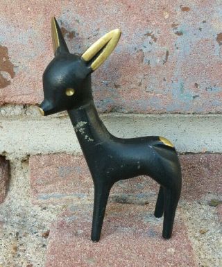 Vtg Walter Bosse Vienna Style Brass Hagenauer Patinated Bronze Figure Doe Deer