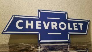 Vintage Chevrolet Porcelain Gas Chevy Bowtie Okay Dealer Service Station Sign