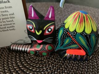 Black Cat Oaxacan Alebrije Wood Carving Mexican Art Animal Sculpture Novica