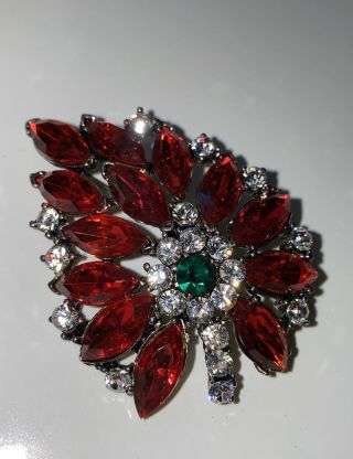 Vintage Signed Weiss Christmas Poinsettia Flower Brooch