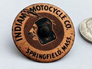 Very Rare Early Vintage Indian Motorcycle Co.  Springfield Ma Pin Button