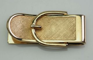 Vintage Gold Tone Designer Belt Buckle Money Clip By Pierre Cardin