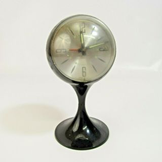 Vintage Westclox Black Plastic Alarm Clock Art Deco Stand 7 " Desk Mcm For Repair