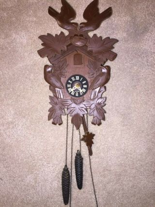 German Cuckoo Clock Hand - Carved With Nesting Birds