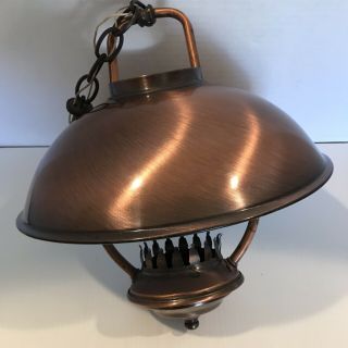 Vintage Copper Hanging Lamp Mid Century Western Farmhouse 12.  5 " Hard Wired