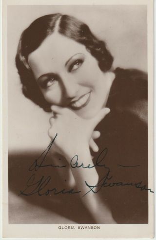 Gloria Swanson,  Autograph On Photo Card