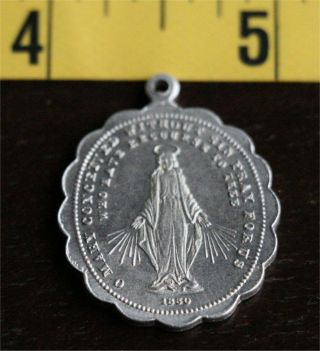 Vintage 1830 Mary Religious Prayer Charm Pendant