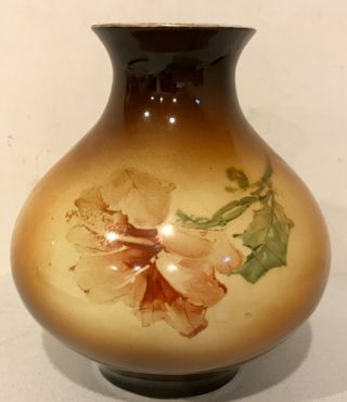 Antique Victorian Warwick China Ioga Porcelain Vase Hibiscus