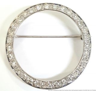 Vintage 14k White Gold Approx 1ctw Circle Of Life Ladies Fashion Pin Brooch