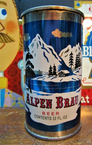 Air Filled Alpen Brau Flat Top Beer Can.  Potosi,  Wi