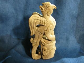 Chinese Jade Carving of Phoenix on Man ' s Head 2