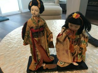 Two Vintage Geisha Doll Figurine Nishi & Co.  Japan Older 1950 